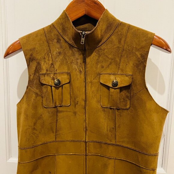 Vintage Suede LAUREN DRY GOODS SUPPLY COMPANY Sleeveless Vest Petite Medium - Picture 14 of 16